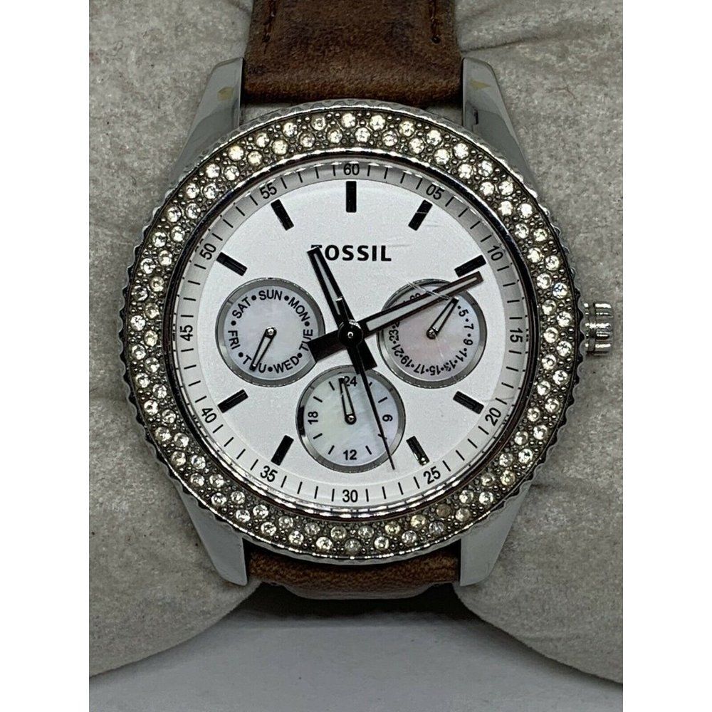 Fossil ES2996 Women's Brown Leather Analog White D